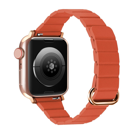 Reverse Buckle Magnetic Watch Band For Apple Watch Series 8&7 41mm / SE 2&6&SE&5&4 40mm(5# Orange) by bashfashion