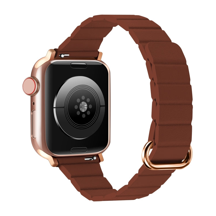 Reverse Buckle Magnetic Watch Band For Apple Watch Series 8&7 41mm / SE 2&6&SE&5&4 40mm(2# Saddle Brown) by bashfashion