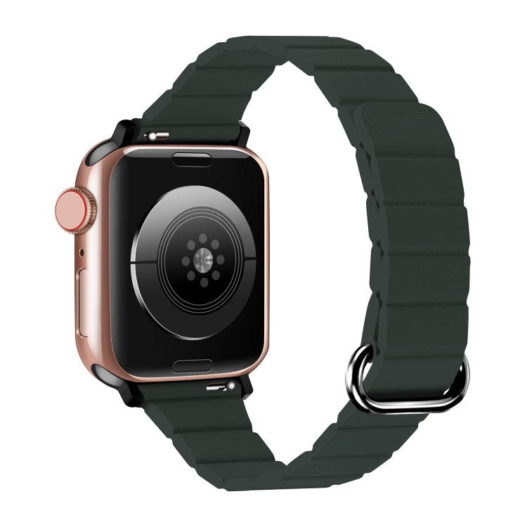 Reverse Buckle Magnetic Watch Band For Apple Watch Series 8&7 41mm / SE 2&6&SE&5&4 40mm(16# Pine Needle Green) by bashfashion