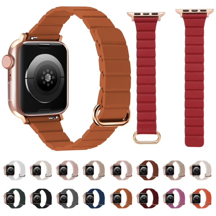 Reverse Buckle Magnetic Watch Band For Apple Watch Series 8&7 41mm / SE 2&6&SE&5&4 40mm(6# Golden Brown) by bashfashion
