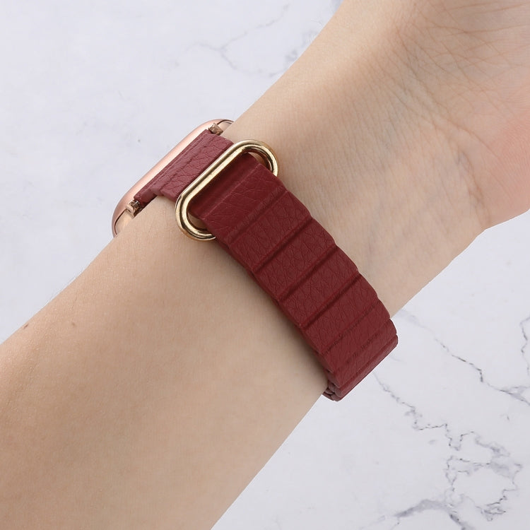 Reverse Buckle Magnetic Watch Band For Apple Watch Series 8&7 41mm / SE 2&6&SE&5&4 40mm(6# Golden Brown) by bashfashion