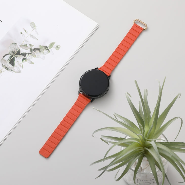 For Samsung Galaxy Watch5 20mm Magnetic Buckle Leather Watch Band(Rose Gold+Orange) by bashfashion