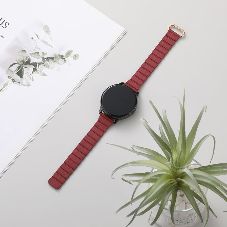 For Samsung Galaxy Watch5 20mm Magnetic Buckle Leather Watch Band(Rose Gold+Wine Red) by bashfashion