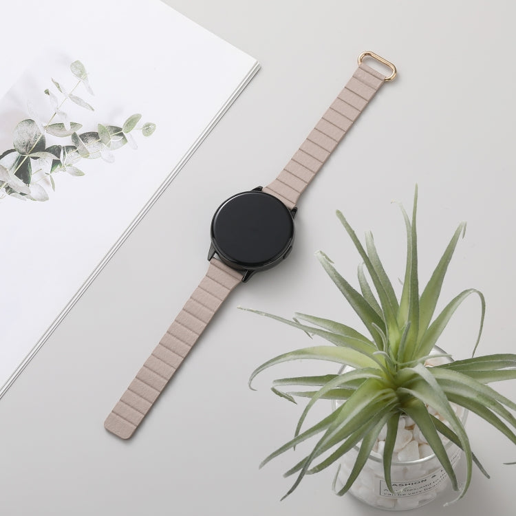 For Samsung Galaxy Watch5 20mm Magnetic Buckle Leather Watch Band(Rose Gold+Khaki) by bashfashion