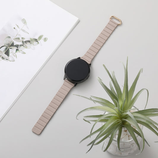 For Samsung Galaxy Watch5 20mm Magnetic Buckle Leather Watch Band(Rose Gold+Khaki) by bashfashion