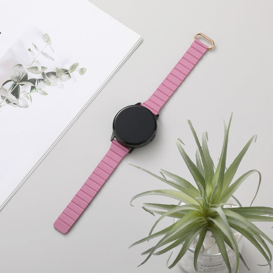 For Samsung Galaxy Watch5 20mm Magnetic Buckle Leather Watch Band(Rose Gold+Rose Red) by bashfashion