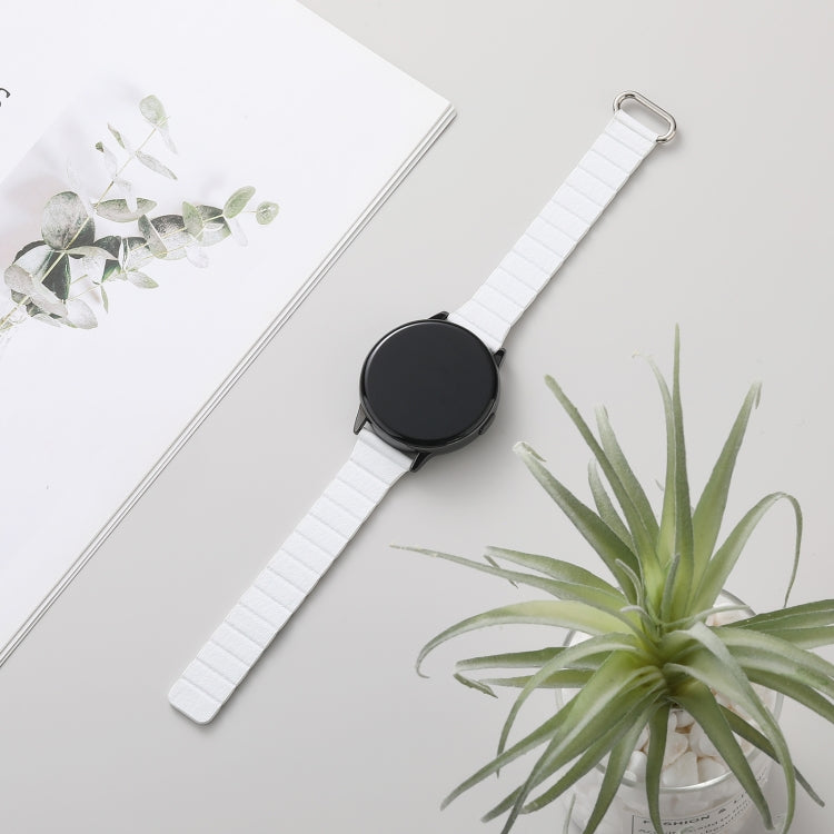 For Samsung Galaxy Watch5 20mm Magnetic Buckle Leather Watch Band(Silver+White) by bashfashion