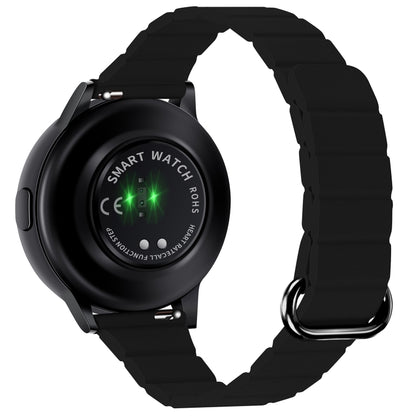 For Samsung Galaxy Watch5 20mm Magnetic Buckle Leather Watch Band(Silver+Black) by bashfashion