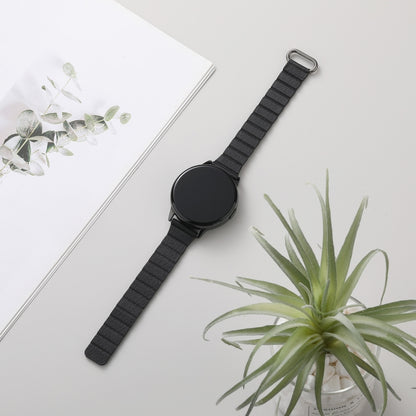 For Samsung Galaxy Watch5 20mm Magnetic Buckle Leather Watch Band(Silver+Black) by bashfashion