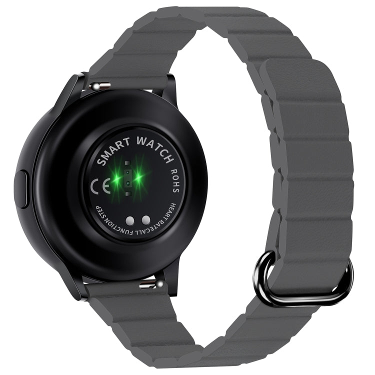 For Samsung Galaxy Watch5 20mm Magnetic Buckle Leather Watch Band(Silver+Grey) by bashfashion