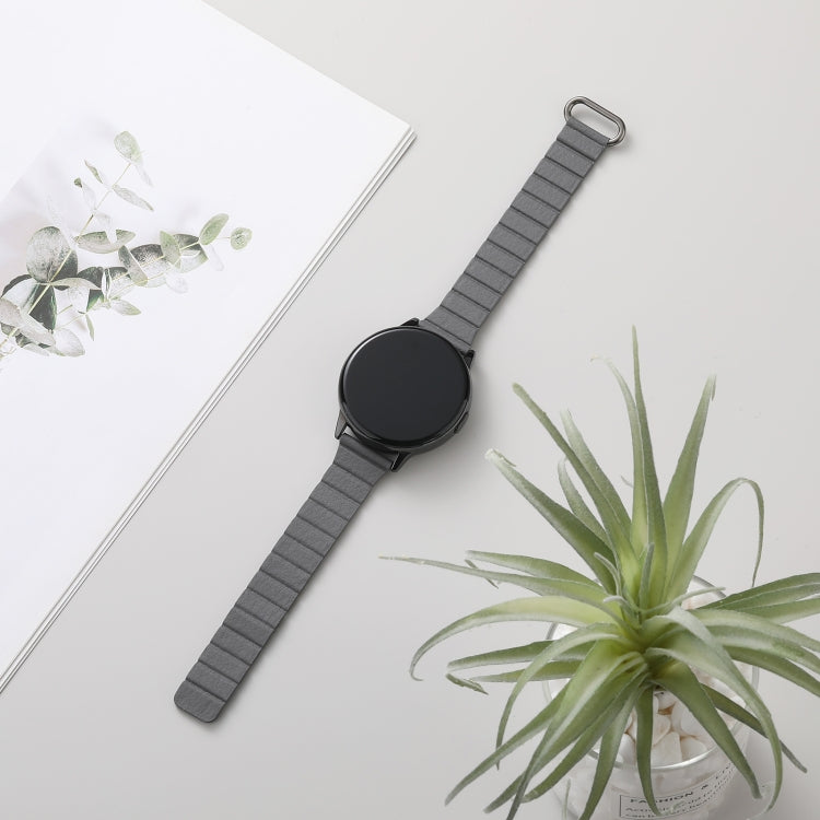 For Samsung Galaxy Watch5 20mm Magnetic Buckle Leather Watch Band(Silver+Grey) by bashfashion