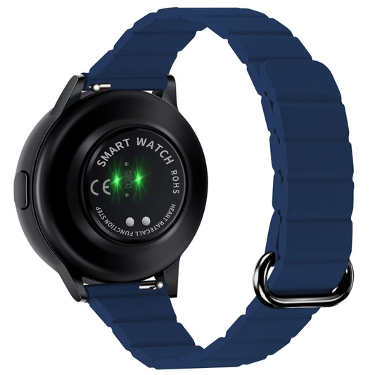 For Samsung Galaxy Watch5 20mm Magnetic Buckle Leather Watch Band(Silver+Midnight Blue) by bashfashion