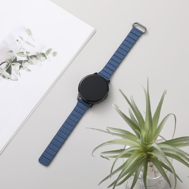 For Samsung Galaxy Watch5 20mm Magnetic Buckle Leather Watch Band(Silver+Midnight Blue) by bashfashion