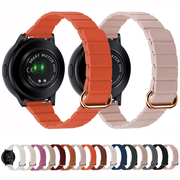 For Samsung Galaxy Watch5 20mm Magnetic Buckle Leather Watch Band(Silver+Pine Green) by bashfashion