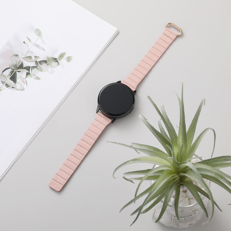 For Samsung Galaxy Watch3 45mm 22mm Magnetic Buckle Leather Watch Band(Rose Gold+Gold Pink) by bashfashion