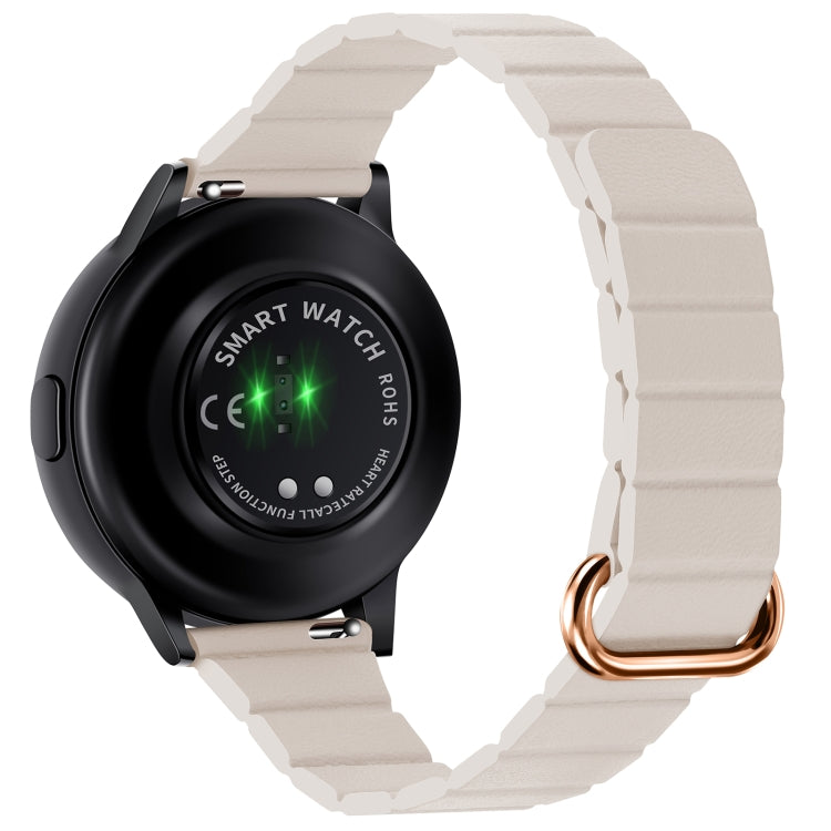 For Samsung Galaxy Watch3 45mm 22mm Magnetic Buckle Leather Watch Band(Rose Gold+Starlight) by bashfashion