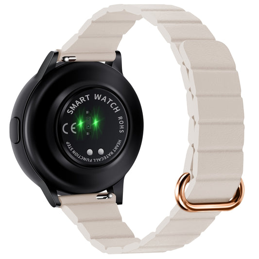 For Samsung Galaxy Watch3 45mm 22mm Magnetic Buckle Leather Watch Band(Rose Gold+Starlight) by bashfashion