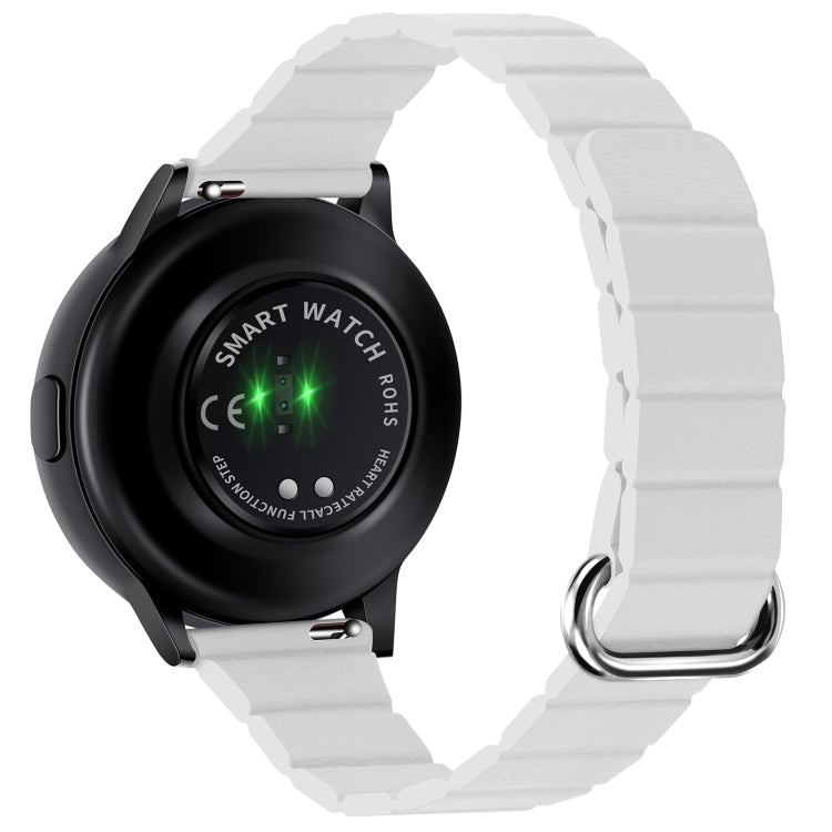For Samsung Galaxy Watch3 45mm 22mm Magnetic Buckle Leather Watch Band(Silver+White) by bashfashion