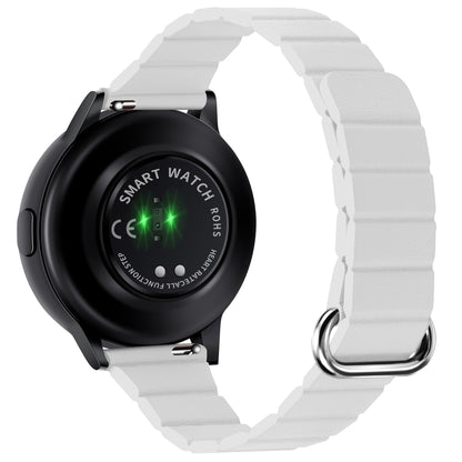For Samsung Galaxy Watch3 45mm 22mm Magnetic Buckle Leather Watch Band(Silver+White) by bashfashion