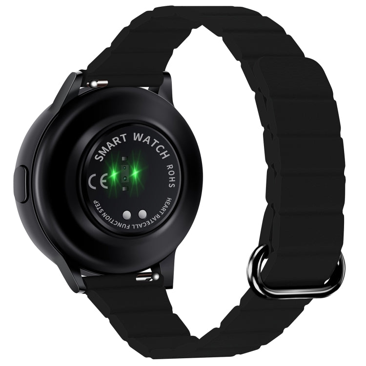 For Samsung Galaxy Watch3 45mm 22mm Magnetic Buckle Leather Watch Band(Silver+Black) by bashfashion