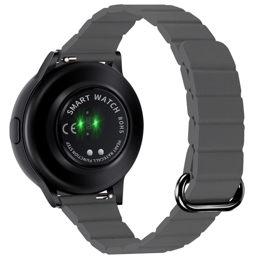 For Samsung Galaxy Watch3 45mm 22mm Magnetic Buckle Leather Watch Band(Silver+Grey) by bashfashion