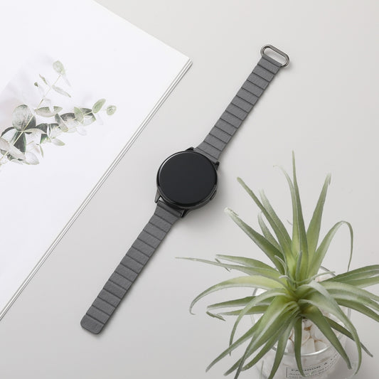 For Samsung Galaxy Watch3 45mm 22mm Magnetic Buckle Leather Watch Band(Silver+Grey) by bashfashion