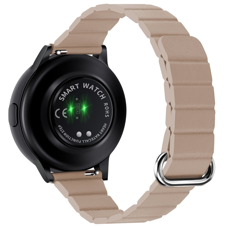For Samsung Galaxy Watch3 45mm 22mm Magnetic Buckle Leather Watch Band(Silver+Khaki) by bashfashion