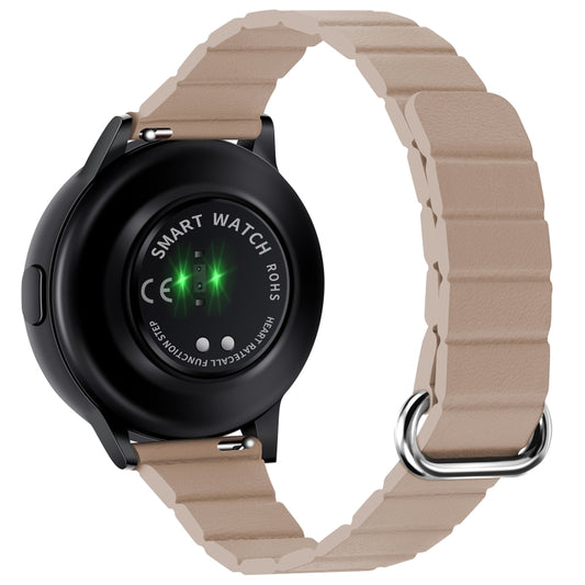 For Samsung Galaxy Watch3 45mm 22mm Magnetic Buckle Leather Watch Band(Silver+Khaki) by bashfashion