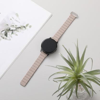 For Samsung Galaxy Watch3 45mm 22mm Magnetic Buckle Leather Watch Band(Silver+Khaki) by bashfashion