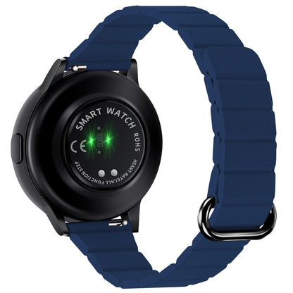 For Samsung Galaxy Watch3 45mm 22mm Magnetic Buckle Leather Watch Band(Silver+Midnight Blue) by bashfashion