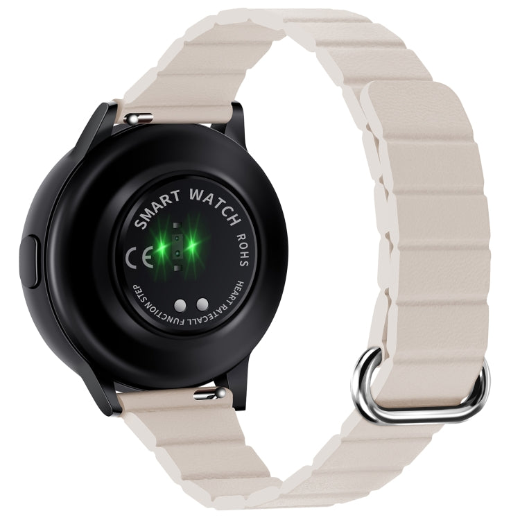 For Samsung Galaxy Watch3 45mm 22mm Magnetic Buckle Leather Watch Band(Silver+Starlight) by bashfashion