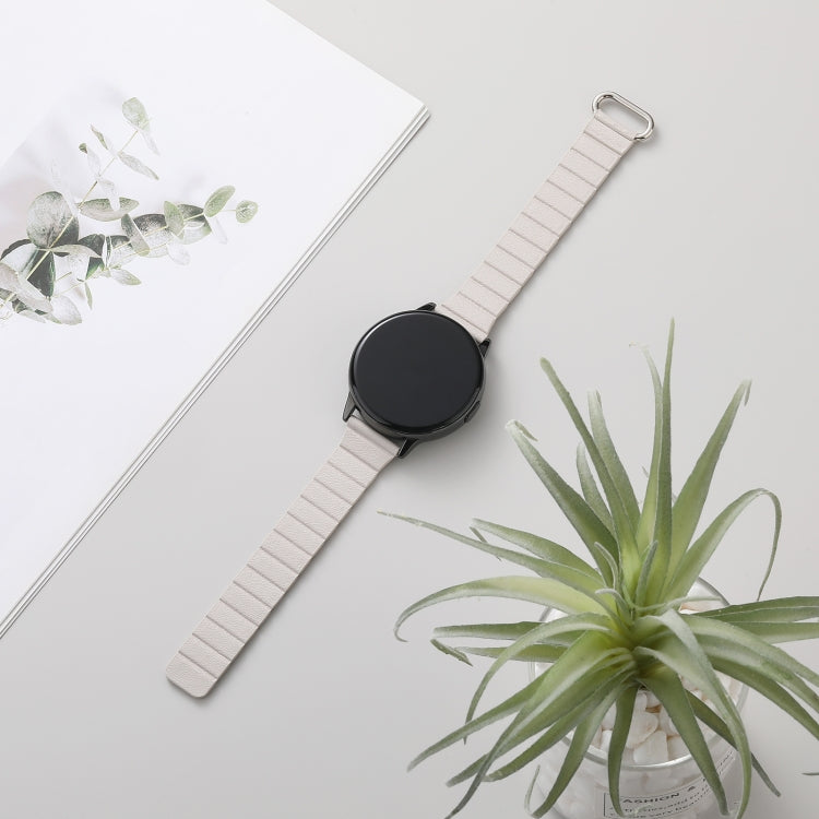 For Samsung Galaxy Watch3 45mm 22mm Magnetic Buckle Leather Watch Band(Silver+Starlight) by bashfashion