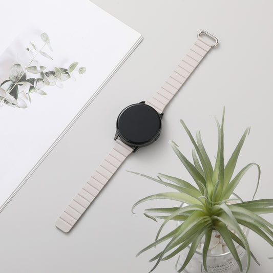 For Samsung Galaxy Watch3 45mm 22mm Magnetic Buckle Leather Watch Band(Silver+Starlight) by bashfashion