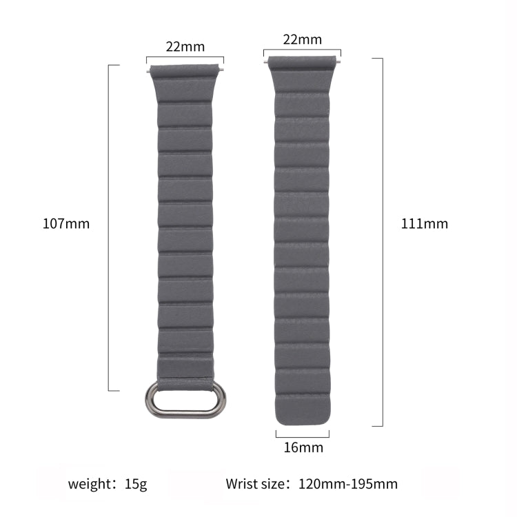 For Samsung Galaxy Watch3 45mm 22mm Magnetic Buckle Leather Watch Band(Silver+Grey) by bashfashion
