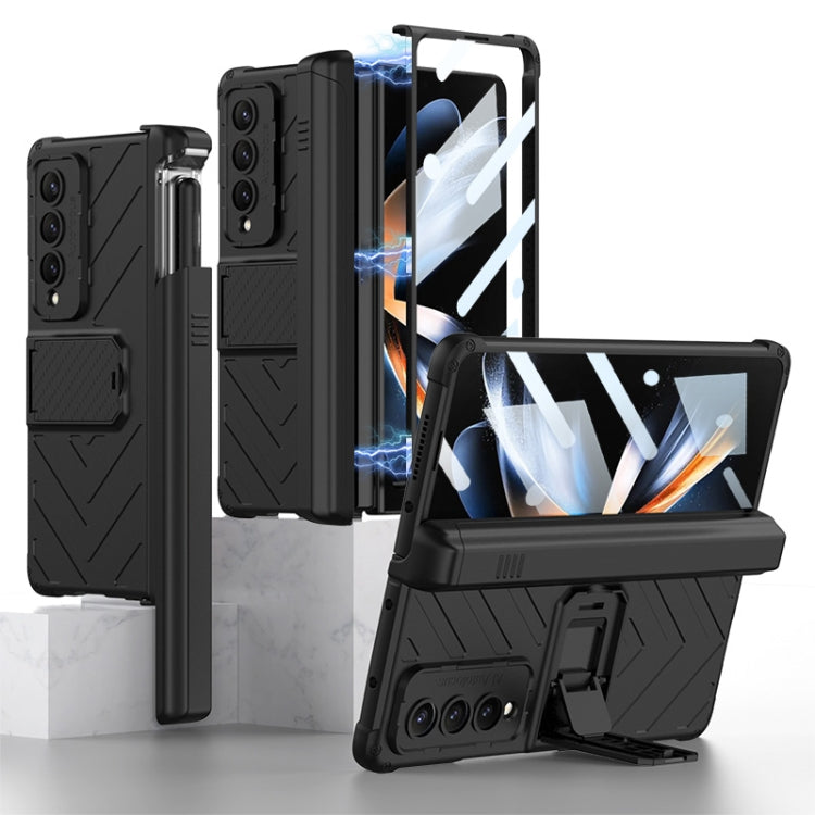 For Samsung Galaxy Z Fold4 GKK Integrated Magnetic Armor Flip Phone Case With Pen Box(Black) by GKK