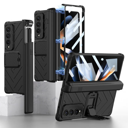 For Samsung Galaxy Z Fold4 GKK Integrated Magnetic Armor Flip Phone Case With Pen Box(Black) by GKK