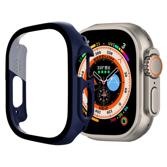 Tempered Glass Film PC Watch Case For Apple Watch Ultra 1 / 2 / 3 49mm(Midnight Blue) by bashfashion