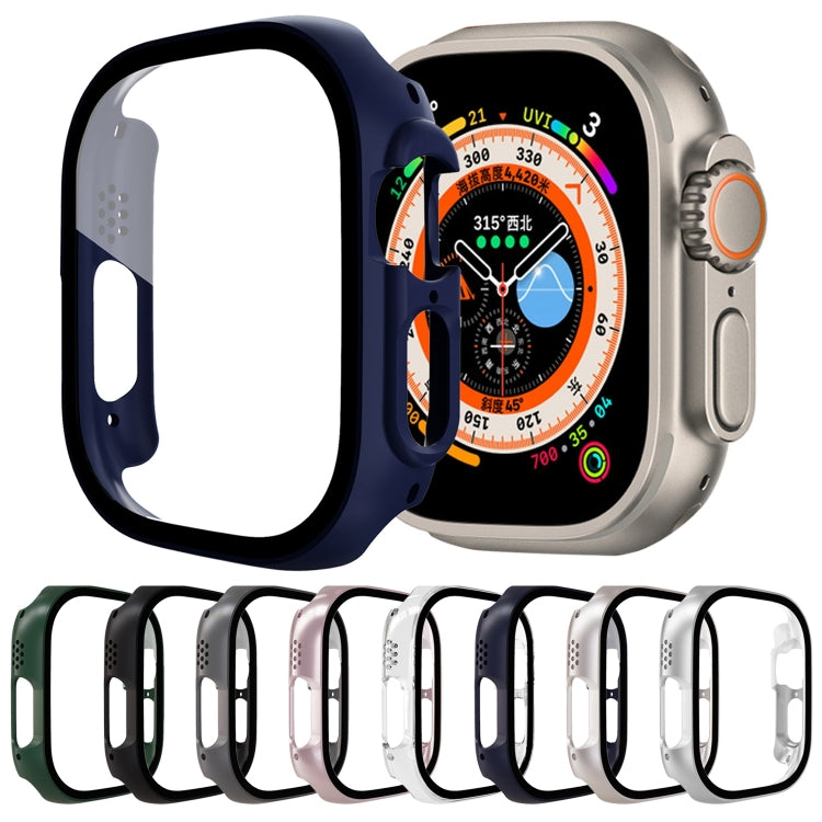 Tempered Glass Film PC Watch Case For Apple Watch Ultra 1 / 2 / 3 49mm(Midnight Blue) by bashfashion