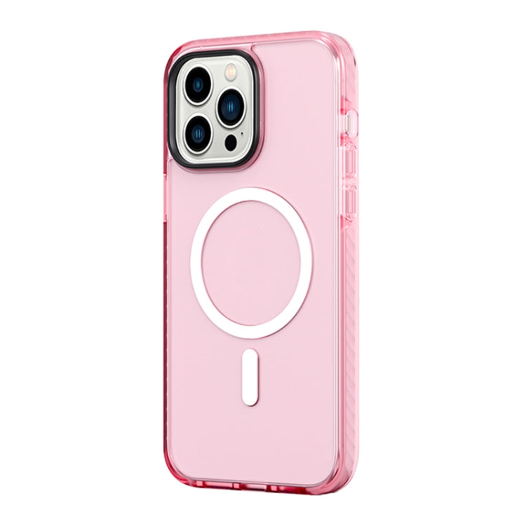 For iPhone 14 Pro Max ROCK Double-layer Armor Shield MagSafe Magnetic Phone Case (Pink) by ROCK