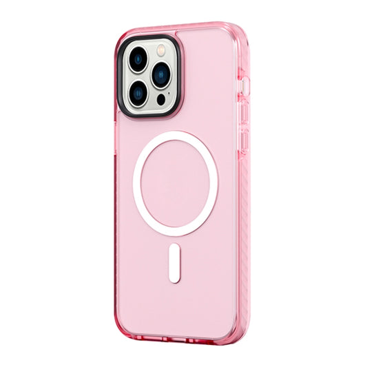 For iPhone 14 Pro Max ROCK Double-layer Armor Shield MagSafe Magnetic Phone Case (Pink) by ROCK