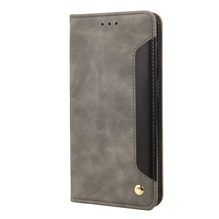 For iPhone 14 Skin Feel Splicing Leather Phone Case (Grey) by bashfashion