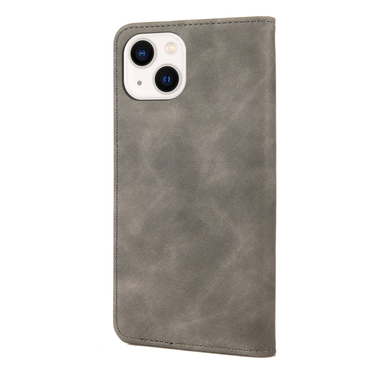 For iPhone 14 Skin Feel Splicing Leather Phone Case (Grey) by bashfashion