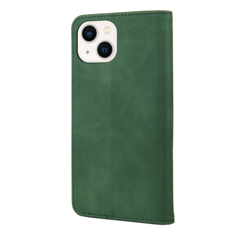 For iPhone 14 Skin Feel Splicing Leather Phone Case (Green) by bashfashion