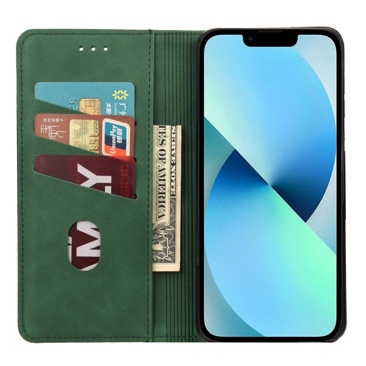 For iPhone 14 Skin Feel Splicing Leather Phone Case (Green) by bashfashion