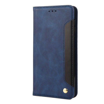For iPhone 14 Skin Feel Splicing Leather Phone Case (Blue) by bashfashion