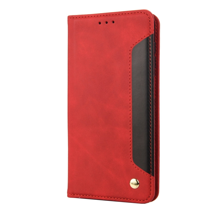 For iPhone 14 Skin Feel Splicing Leather Phone Case (Red)