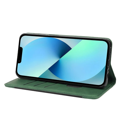 For iPhone 14 Plus Skin Feel Splicing Leather Phone Case (Green) by bashfashion