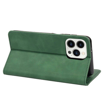 For iPhone 14 Pro Skin Feel Splicing Leather Phone Case(Green) by bashfashion