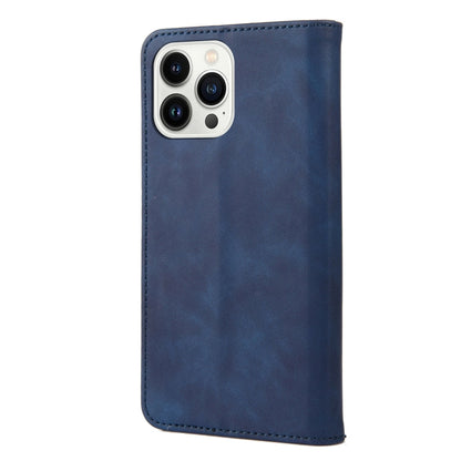 For iPhone 14 Pro Skin Feel Splicing Leather Phone Case(Blue) by bashfashion