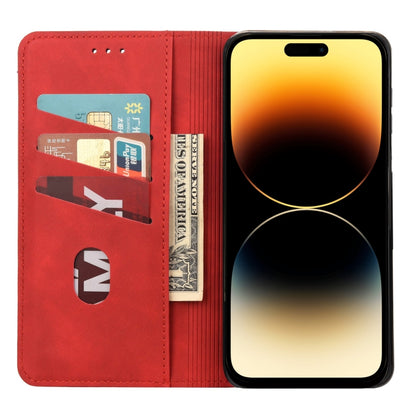 For iPhone 14 Pro Skin Feel Splicing Leather Phone Case(Red)